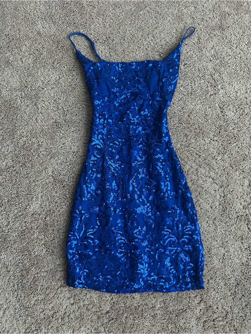 Windsor Royal Blue Sequin Spaghetti Strap Mini Dress small
